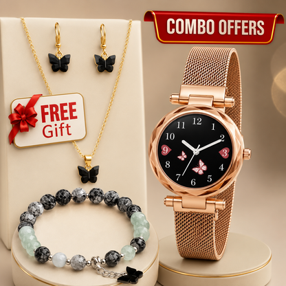 Butterfly Designer Women's and Girl's Watch Analog Watches with bracelet - Combo set