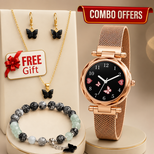 Butterfly Designer Women's and Girl's Watch Analog Watches with bracelet - Combo set
