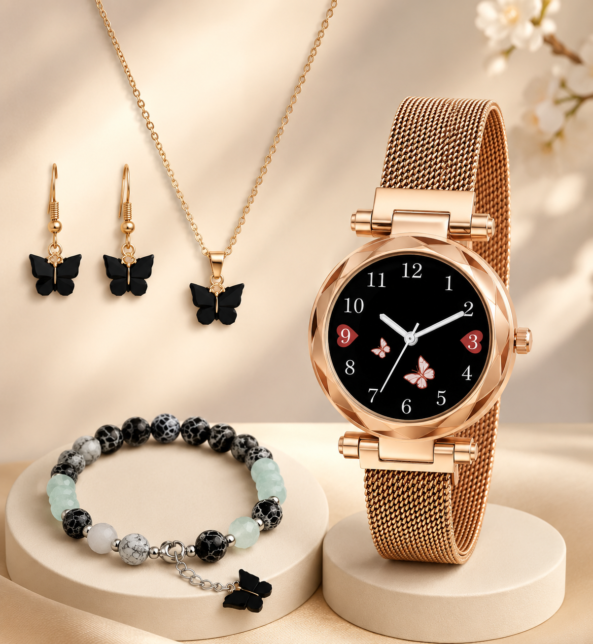 Butterfly Designer Women's and Girl's Watch Analog Watches with bracelet - Combo set